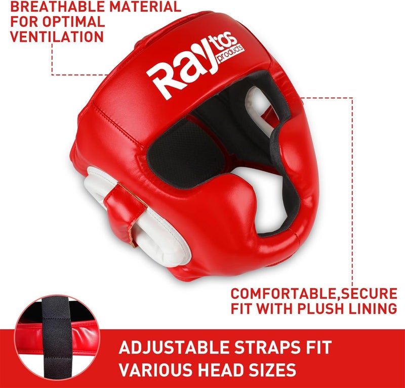 Raytos Boxing Headgear Helmet for Men Women - Professional Lightweight Open Face Combat Head Guard with Breathable Protection, Secure Fit for MMA Muay Thai Kickboxing Sparring Training Fighter - Image 4